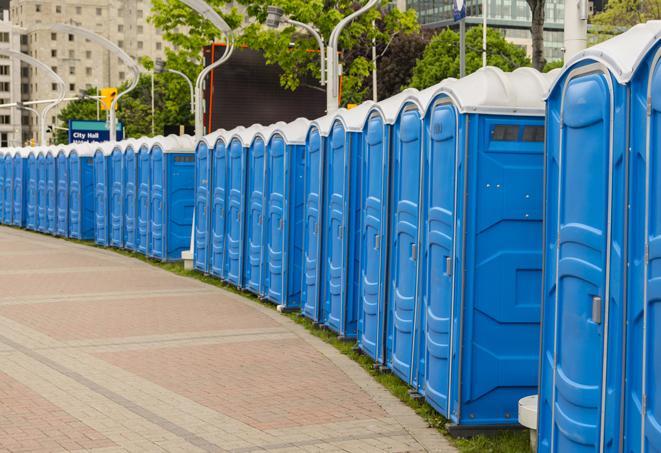 Seasonal porta potty units set up at a Warner Robins, Georgia venue